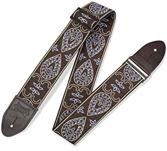 Levy's Leathers M8HTV-24 Gitarrengurt im Vintage-Stil, Hootenanny, Jacquardgewebe, mit Lederrückseite, 5,1 cm