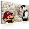 murando - Wandbilder XXL Banksy Super Mario Mushroom Cop 120x80 cm 1 tlg - Wand Deko Vlies Leinwand Bilder Groß Wanddeko Wohnzimmer Schlafzimmer Kunstdrucke - Street Art Graffiti Urban