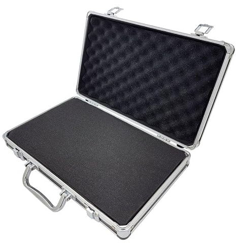 ROC Cases A001 Small Black and Silver Flight Case L345xW205xH65mm with Customisable Cubed Foam Pick and Pluck Insert, Electronics, Tablets