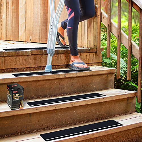 S&X rutschfest Stufenmatten, 15 cm x 61 cm, Rutschfestes Klebeband Im Dunkeln Leuchtend für Treppen – Wetterbeständiges Hochleistungsklebeband, 5er Pack