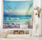 ABAKUHAUS Baum Wandteppich, Ozean Seychellen, Wohnzimmer Schlafzimmer Heim Seidiges Satin Wandteppich, 150 x 100 cm, Türkis Himmelblau Umber