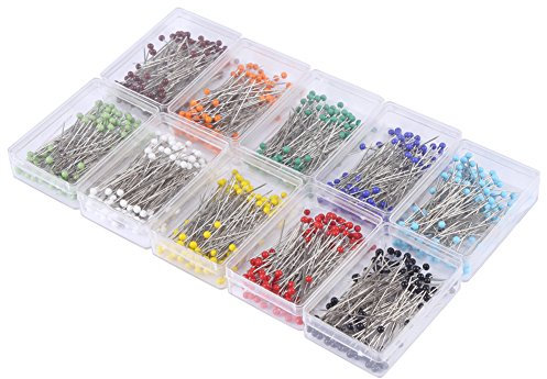 1000 Stück Stecknadeln, Stecknadeln mit Glaskopf, Glaskopfnadeln Kopfstifte für Nähen für DIY Hochzeit Blume Ball Dekoration, Basteln, Nähen