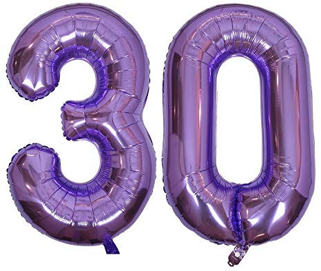 DIWULI Luftballon 30 Geburtstag XXL Lila, Zahlen-Ballon Deko