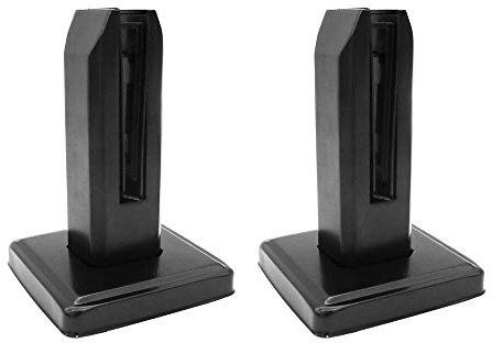 NUZAMAS 304 - Juego de 2 postes de cristal de acero inoxidable negro mate, cuadrado, valla de piscina, jardín, balcón, barandilla redonda, soporte para montaje en el suelo