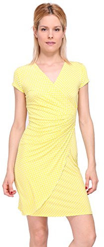 Revdelle - Robe Cache Coeur Col V Made in France Manches Courtes Femme Imprime Cachemire Modèle Camille Couleur Jaune Taille 42 - XL