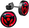 CHICNET Edelstahl Ohrstecker schwarz 8mm rot Sharingan Auge Anime Manga Ohr Schmuck Chirurgenstahl Unisex Männer Damen Herren Obito