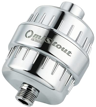 OmiStout Shower Filter for Hard Water, 15 Stage Shower Head Filter to Remove Chlorine and Heavy Metals, 2 Cartridges Included (Chlorine, G 1/2)