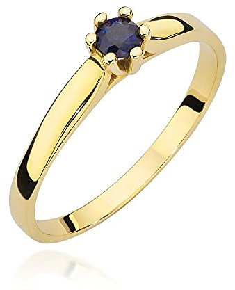 Damen Ring 585 14k Gold Gelbgold echt Saphir Edelstein