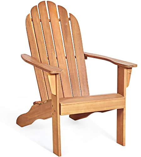GIANTEX Adirondack Stuhl, Gartenstuhl aus Akazie Holz, Garten Sessel rustikal, Westport Chair/Sessel Design, Gartenmöbel Holzliege 160 kg belastbar, Holzstuhl ergonomisch für Garten, Balkon