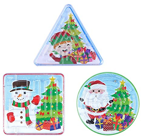 Anila's Complete Christmas Themed 10 Party Bags, Fillers & Favours – 10 Assorted Mini Christmas Mazes. (Ideal for Children Aged 3-8)