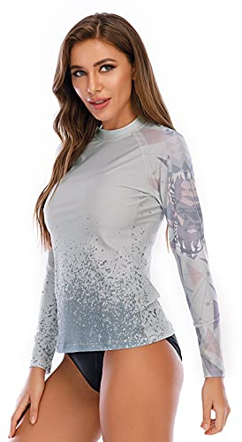 HUGE SPORTS Maglietta da Nuoto Rash Guard Shirt Donna Manica Lunga UPF 50+ | Protezione Solare UV Tessuto Elastico Traspirante Asciugatura Rapida Leggero per Nuoto, Surf, Sport Acquatici, Ciclismo