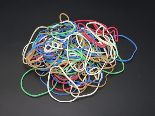 Gummibänder – 80 mm x 1,7 mm – 6 Farben (Blau, Rot, Grün, Blau, Weiß, Schwarz)