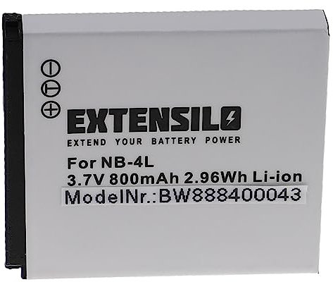 EXTENSILO batteria compatibile con Canon PowerShot SD600, SD630, TX1 fotocamera digitale DSLR (800mAh, 3,7V, Li-Ion)