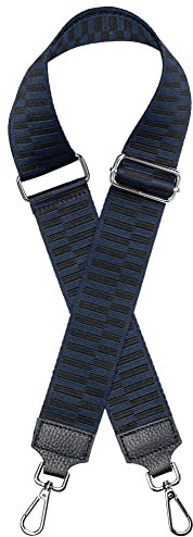 Caspar BSG03 breiter Leder/Textil Schultergurt mit silberfarbenem Karabiner für Handtaschen, Farbe:dunkelblau, Accessoires:One Size