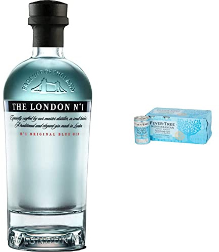 The London No.1 Gin, 70 cl & Fever-Tree Refreshingly Light Mediterranean Tonic Water 8 x 150ml (Pack of 3, Total 24 cans)