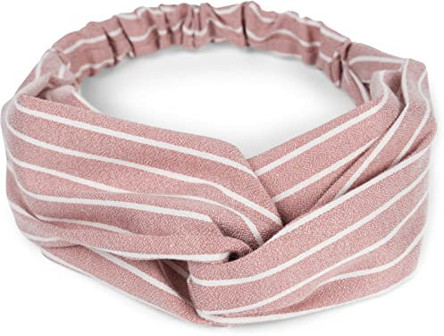 styleBREAKER Damen Haarband mit Streifen Muster, Twist Knoten und Gummizug, Stirnband, Headband, Pinup, Rockabilly 04026038, Farbe:Altrose