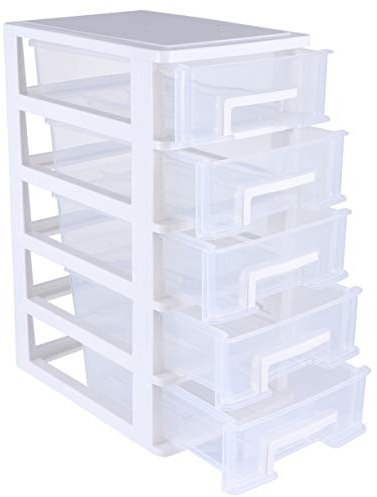 Toyvian Mini-Kunststoff-Schubladen-Organizer 5 Schubladen-Aufbewahrungs-Organizer Kunststoff-Aufbewahrungsbehälter Mit Schubladen Platzsparende Kleine Kunststoff-Schubladen Basteln