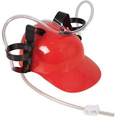 KING OF HALLOWEEN.DE Trinkhelm rot mit Zwei Schläuchen