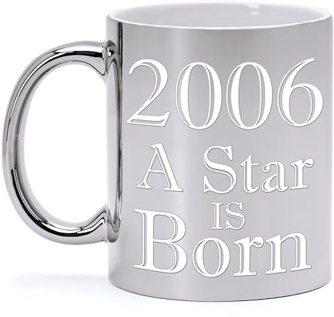 Tazza in Ceramica Metallizzata Argento per Compleanno 18 Anni A STAR IS BORN