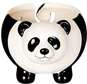 Panda Cuenco de Hilo de Cerámica Cuenco de Tejer, Soporte de Bola de Hilo de Tejer Cuenco de Tejer Artesanal Hecho a Mano, Cuenco de Almacenamiento de Hilo con Agujeros, Soporte de Bola de(panadá)