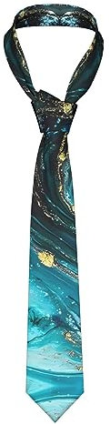 Herren Krawatte Türkis Blau Gold Marmor Druck Gewebte Lässige Krawatte Schlanke Krawatte Formale Krawatte Für Business Hochzeit, Türkis, Blau, Gold, Marmor, One size