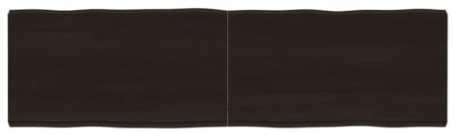 vidaXL Tischplatte, Holzplatte für Tisch Esstisch Couchtisch, Massivholzplatte Handgefertigt mit Baumkante, Ersatztischplatte Scharnierdesign, Dunkelbraun 180x50x(2-6) cm Massivholz Behandelt
