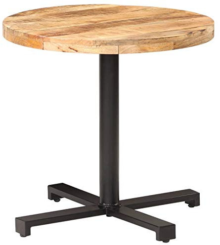 CIADAZ Bistrotisch, Stehtisch, Balkontisch, Partytisch, Biertisch, Beistelltisch, Bierkasten Tisch, Rund Ø80x75 cm Raues Mangoholz