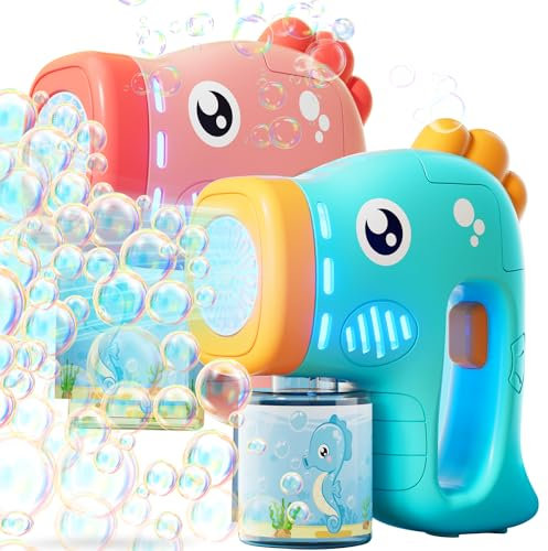 Pistola a Bolle per Bambini, 2 Macchina Automatica per Bolle di Sapone 10000+ Bolle/Min, Macchina per Bolle Giocattoli Bambino Bambina 3 4 5 6 7 8 Anni Giochi Giardino Regalo Festa Matrimonio