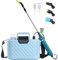 Kevsuvqin Gartenspritze Drucksprüher 5 Liter, 5V/2400mAh Elektrische Pflanzensprüher mit 3 Düsen & Verstellbarer Schultergurt, USB-aufladbarem Griff mit Batterieanzeige & Teleskopstab, Unkrautspritze