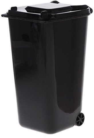 Mini Wheelie Trash Can Pen Holder Storage Bin Desktop Organizer Garbage Bucket