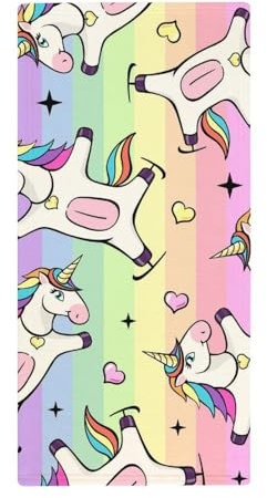 FZRTGOP Comic-Einhorn Handtücher Schnelltrocknend Waschlappen Badetücher Handtuch Für Sport Spa Yoga 73x35cm