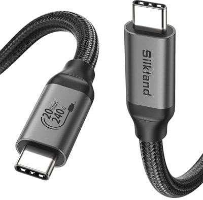 Silkland Cable USB C 3.2 Gen2×2, 20Gbps Cable de Datos USB Tipo C, USBC a USBC 1M, Carga Rápida PD3.1 240W 48V/5A, Cable Vídeo 5K/4K@60Hz para MacBook Pro, iPad Pro, Dock, PSSD, iPhone 16 15, Monitor