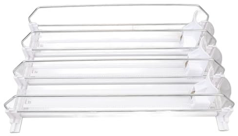 Automatic Pusher Glide Shelf Labor Saving Stabilizing Damper Adjustable Divider for Supermarket Refrigerator, ABS Material, Fits Most Cans and Bottles (White)
