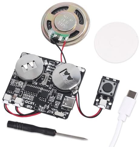 DONGKER Sound Modul Tastensteuerung 8M Einstellbare Lautstärke und Wiedergabemodus MP3 WAV Musik Player Platine mit Lautsprecher für DIY Spieluhr Grußkarte Kreatives Geburtstag