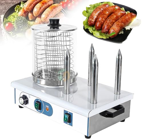 forplubossmmp Pro Hot Dog Machine, Vaporizador Eléctrico para Perros Calientes De 550 W/1200 W, Ajuste La Temperatura Fácilmente, Parrilla para Salchichas, Rollos De Huevo, Hot Dog,4-Stick