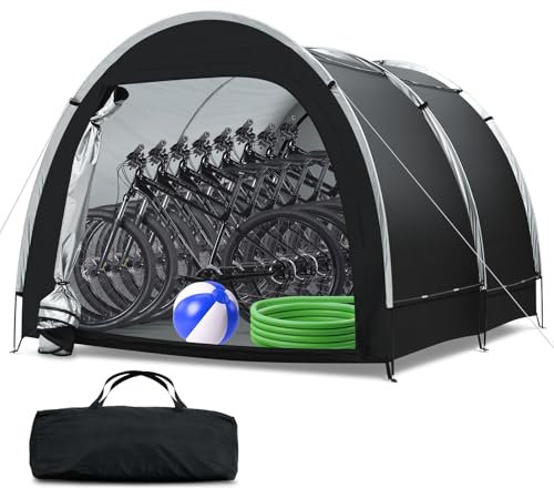 Outdoor Storage Sheds - Bike Tent Waterproof, Upgraded Larger 6.6x7.9x5.6ft Garage Shelters, Bicycle Tent Sheds with Dual-Doors for Motorcycle, Lawn Mower, Garden Tools, Bike Storage/Bike Shed - Large