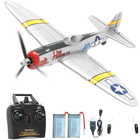 VOLANTEXRC RC Plane for Beginners, 4CH Remote Control Airplane P47 RTF with Xpilot Stability & One Key Aerobatics, 2.4GHz Radio Controlled Plane for Adults & beginners