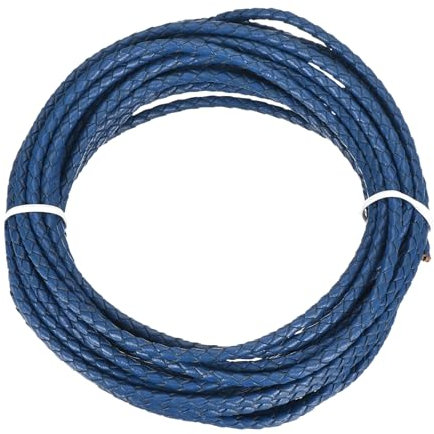 sourcing map Braided Leather Cord, 4mm Round Braided Faux Leather Necklace Cord Bolo Tie String 2 Yard for Jewelry Making Necklace Crafts Beading Braiding 65