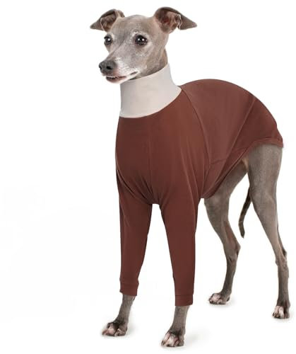 IECOii Windhundpullover,Rollkragen-Hundepullover für Windhunde, Italienischer Windhundpullover aus Fleece,gemütlicher Windhund-Schlafanzug,Jumpsuit mit Zwei Beinen,langärmeliges Sweatshirt,Braun S