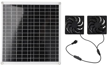 Spacnana Kit de Ventilador con Panel Solar de 20 W, Ventilador de Circulación de Aire Solar Portátil para Exteriores, Ventilación Efectiva para Acampar y Viajar
