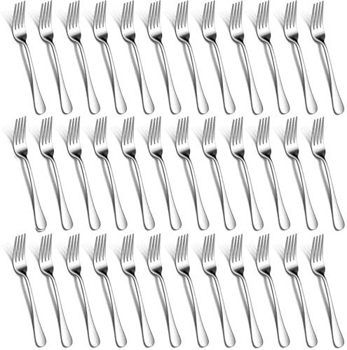 Juego de 36 Tenedores PionStar de Acero Inoxidable - 7.3 Pulgadas (18.5 cm), Aptos para Lavavajillas, Tenedores para Cena/Mesa/Pastel/Postre para Hogar/Restaurante
