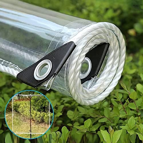 Bâche transparente imperméable et résistante aux déchirures avec œillets - Pliable - Pour meubles de jardin, piscine, voiture, camion - 1,4 m x 1,6 m