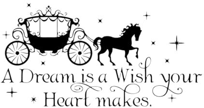 Cinderella Wandtattoo A Dream Is A Wish Your Heart Makes entfernbarer Vinyl Wandaufkleber Kinderzimmer Mädchen Schlafzimmer-L-49x91cm-Black