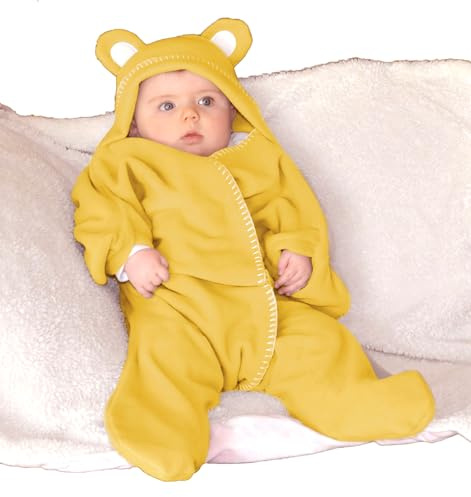 Baby Wrap blanket in Luxury Gift Box by BABY BLISS Star Wrap Fleece for Newborns Infants and Toddlers 2 – 12 Month’s Boy Girl Super Soft Great for Travel Strollers and Car Seats (Lemon)