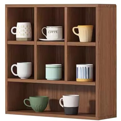Brown Coffee Mug Display Rack Wall Mounted Collectibles Shelf Storage Unit with Shot Glasses Display Case 45x17x45cm