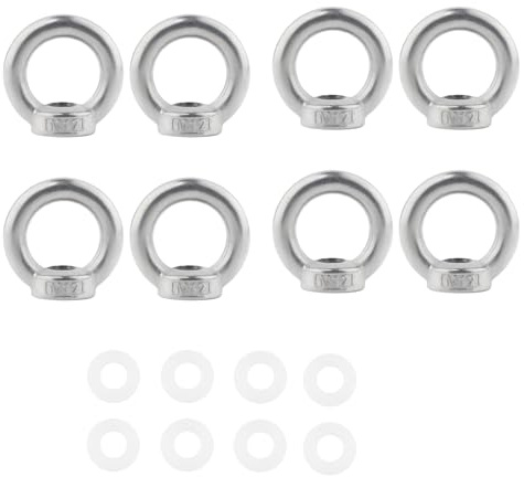 GIVIHGETI 8 Stück Ringmutter M12, 304 Edelstahl Augenschraube, Augbolzen, Ösenschraube, Ösenmutter, Öse, Ringösen, Ringschrauben für Hebezubehör