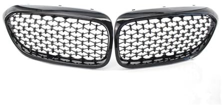 MLTLKPPVNG Grill Vorne Niere Diamant Gypsophila Silber Schwarz Grille Für 5 Serie M5 G30 G31 520i 530i 540i 2016 2017 2018 2019 Nieren Kühlergrill(Black)