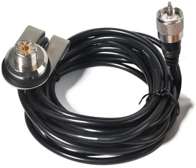 HYS SO239 PL259 - Soporte para antena de radio CB (tipo PL), cable coaxial de 4 m RG58, color negro