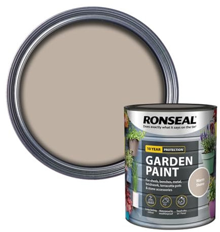 AOC24 Garden Fence Paint 750ml – Multi-Surface Exterior Paint for Wood, Brick, Metal, Stone & Terracotta – Waterproof, Resists Fading, Matt Finish for Sheds, Fences, Garden Furniture Warm Stone
