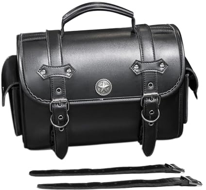 Riaisttd Gepäckträgertasche mit großer Kapazität, Motorrad-Satteltaschen, Leder-Rücksitz-Aufbewahrungstasche, Material Leder für Motorräder und Radfahrer, Gewicht ca. 720 g, wasserabweisend